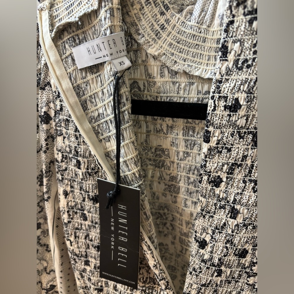 HUNTER BELL Long Sleeve Midi Dress in Cream and Black Floral Print - Picture 4 of 5